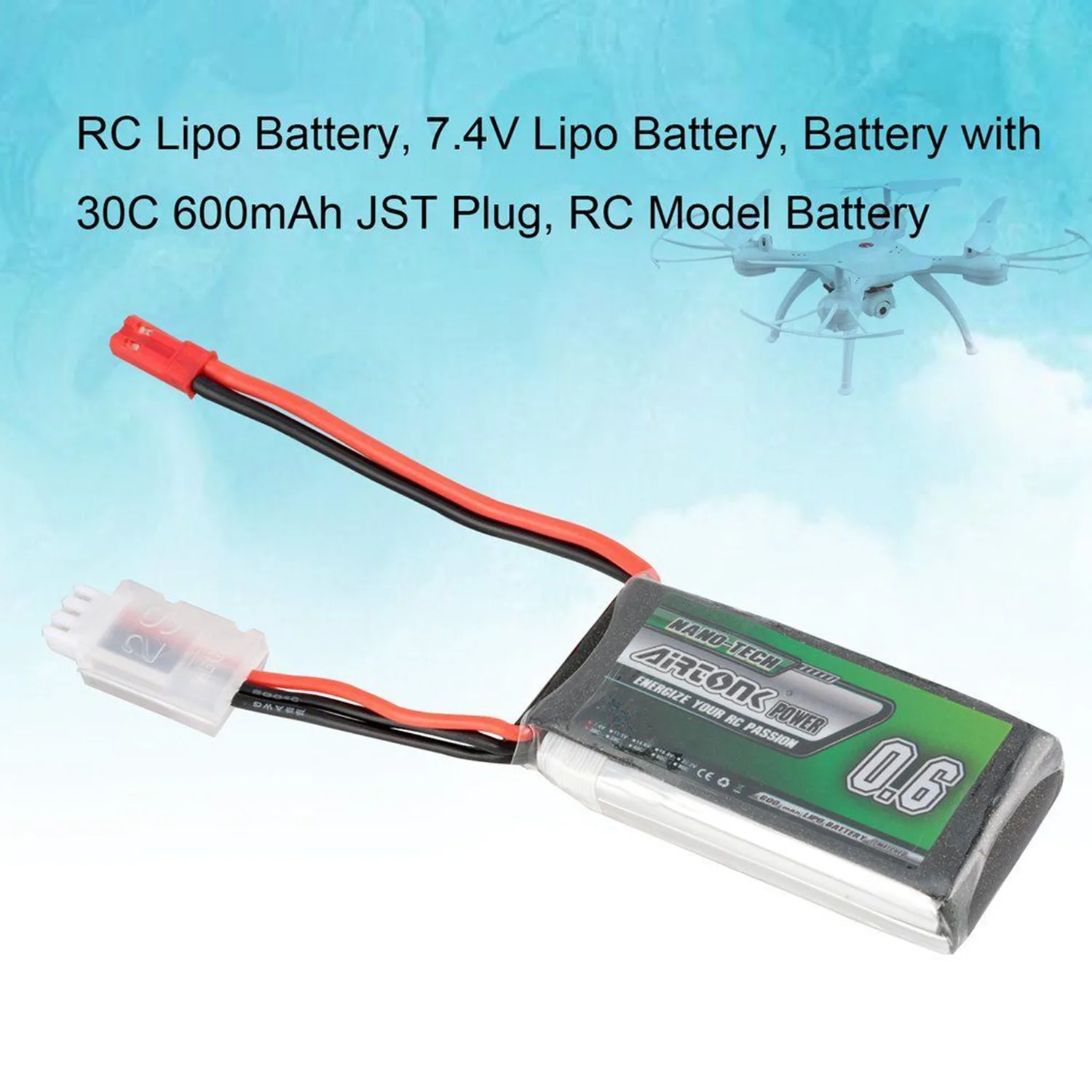 Airtonk 7,4 V 600Mah 30C 2S 1P Lipo батарея Jst разъем для радиоуправляемого дрона автомобиля