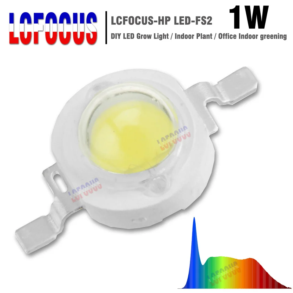 Светодиодный светать 1 W полный спектр 380-840nm 45mil COB SMD Диодная лампочка лампы для внутреннего растения, овощи фрукты цветы, растущие