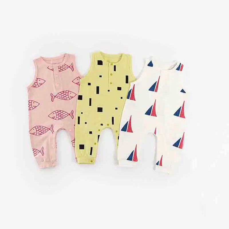 

baby clothes infant printed romper cotton sleeveless summer 2018 wholesale