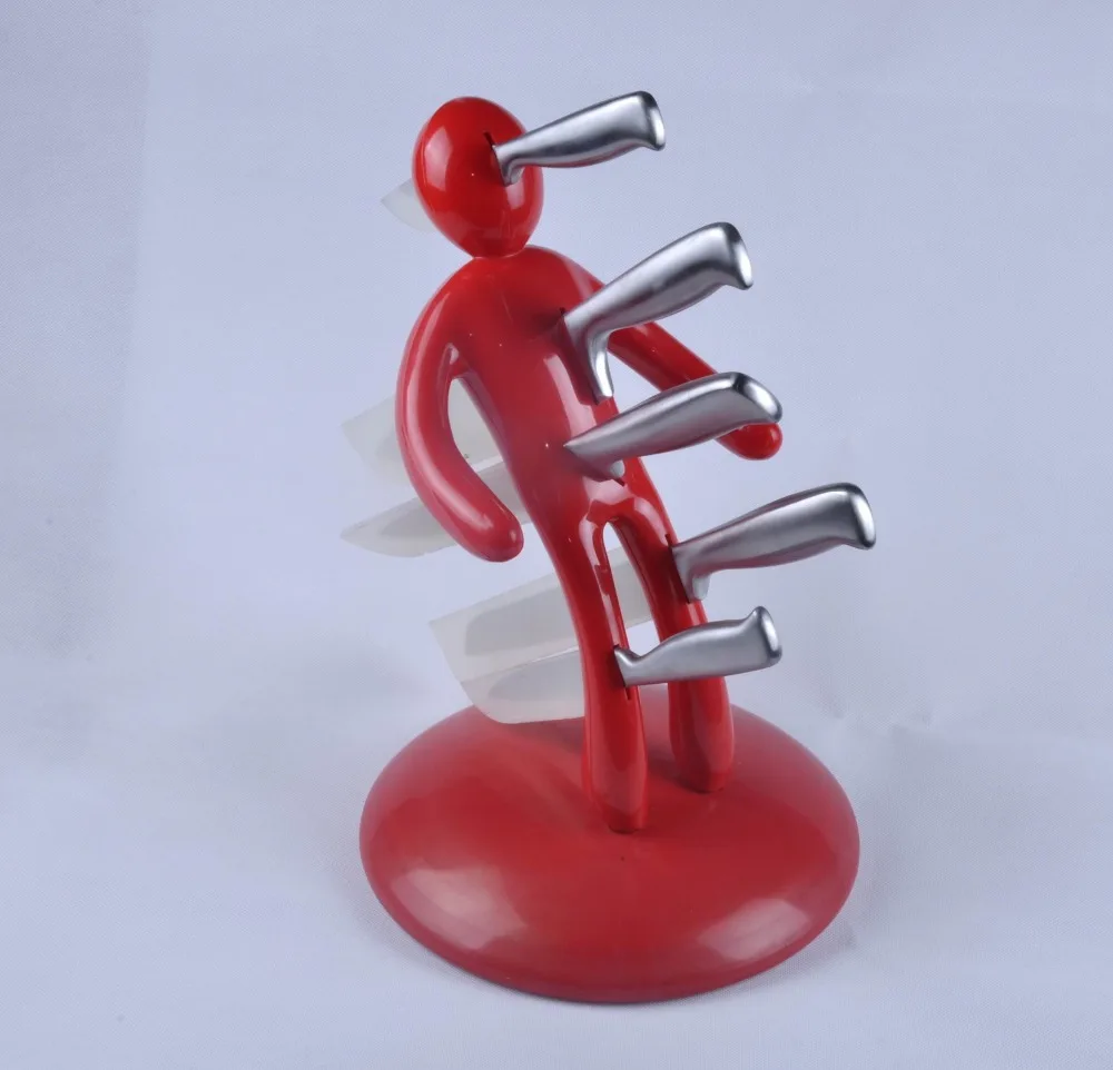 unique cathartic knife holder without knives + Red Man shaped knife