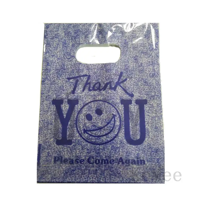 Горячая Распродажа 100 шт/Партия 15x20 см "спасибо" Дизайн Пластиковый Подарочный мешочек для украшений подарочная упаковка для закусок пластиковые пакеты с ручками - Цвет: Blue Purple