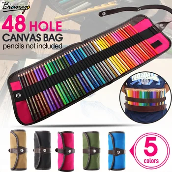 

Bianyo 48 Hole Canvas Pencil Case Pencil Bag Roll Up Bag Escolar Estuche Box Stationery Cute Estojo Portable Gifts