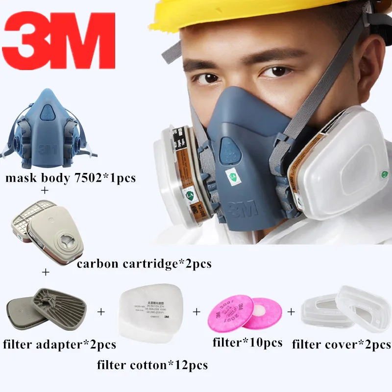 

29 in 1 3M 7502 6001 5N11 Half Gas Mask Military Respirator Dust Mask Widely Use Mask Chemical Paint Spray Pesticide Protection
