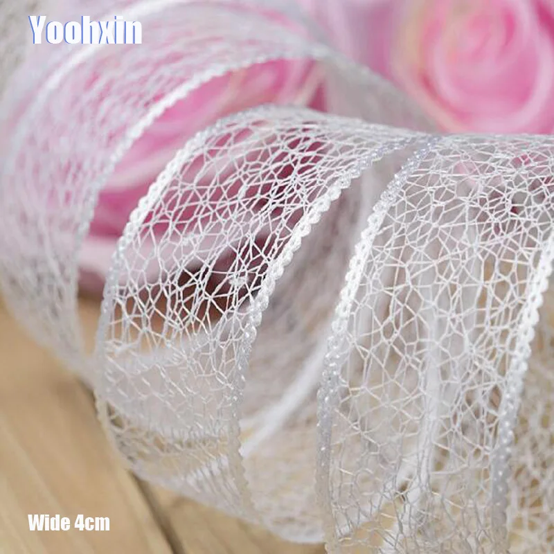 

4CM Wide NEW White Hollow Embroidery flower lace fabric trim ribbon DIY sewing applique collar cord wedding dress guipure decor