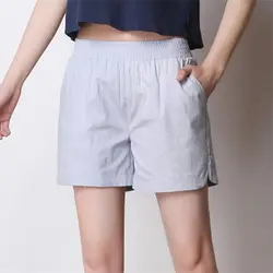 Женская эластичная талия шорты летние широкие шорты Высокая талия повседневный костюм шорты белые женские короткие брюки женские шорты
