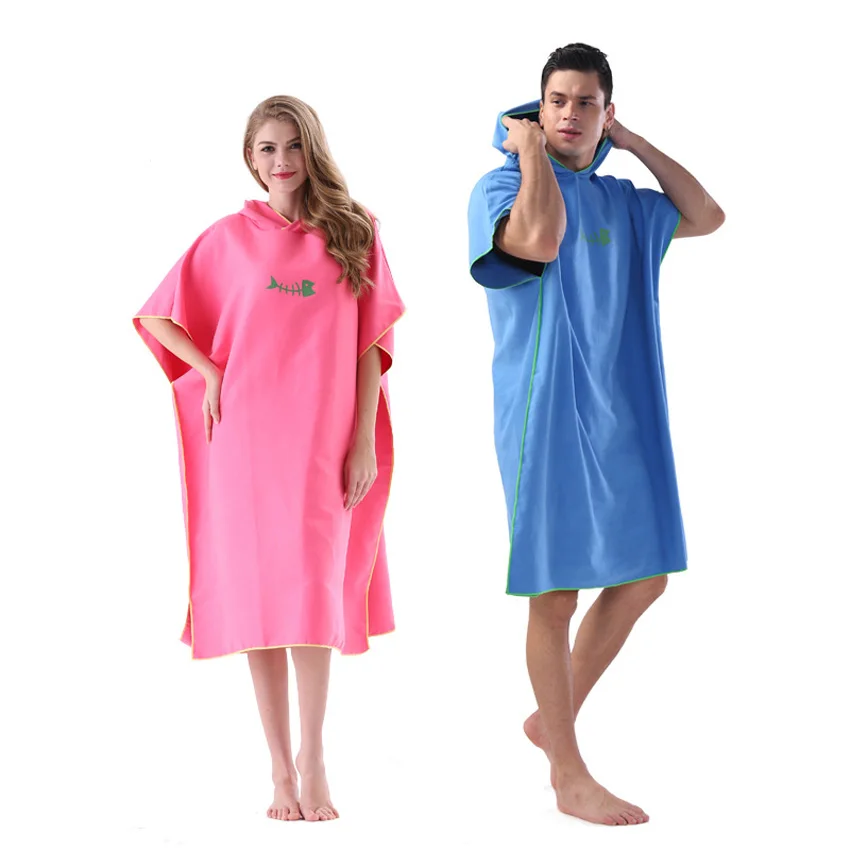 

Quick Dry Fabric Bathrobe Hooded Bath Towel For Adults Solid Color Shower Towels Can Wear Swimming Beach Bathroom un peignoir