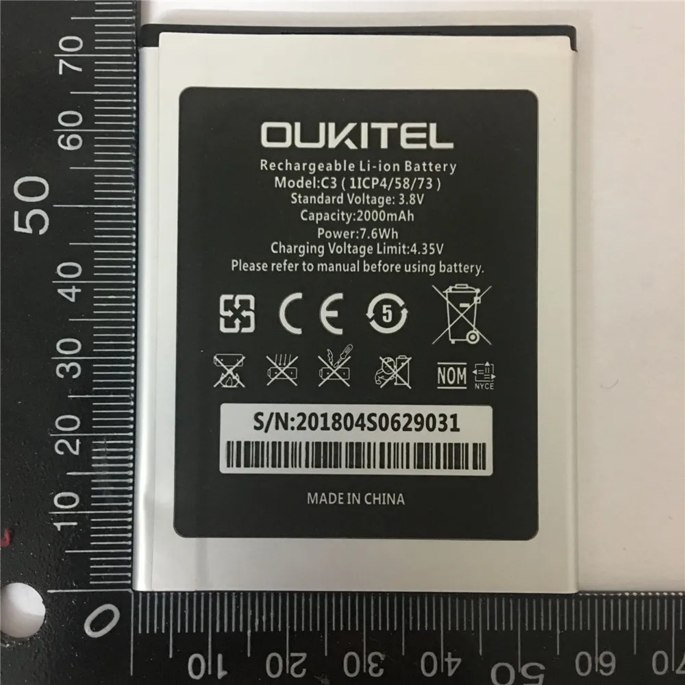 Высокое качество Новинка 2000 мАч для Oukitel C3 батарея для Oukitel C3 телефон батарея+ номер отслеживания