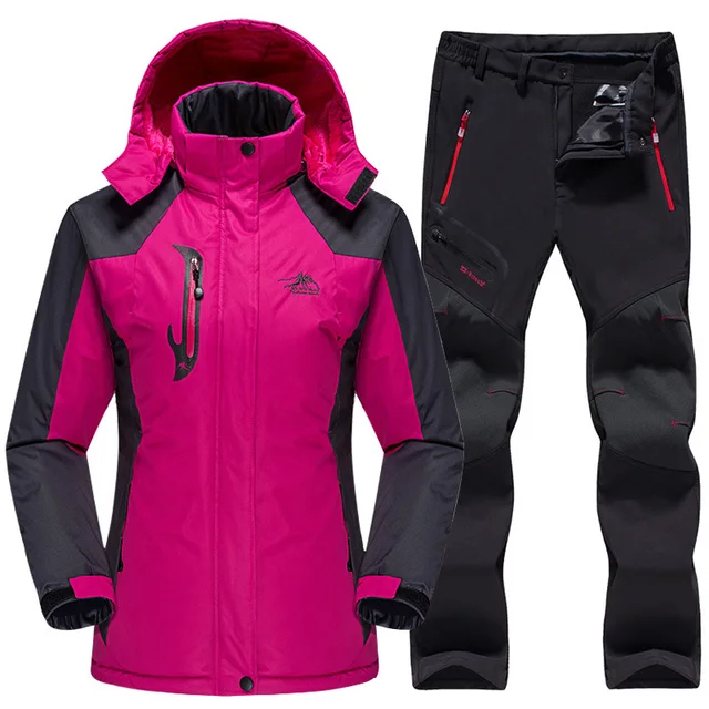 US $63.41 Waterproof Ski Suit For Women Ski Jacket Pants Female Winter Outdoor Skiing Snow Snowboard Fleece J