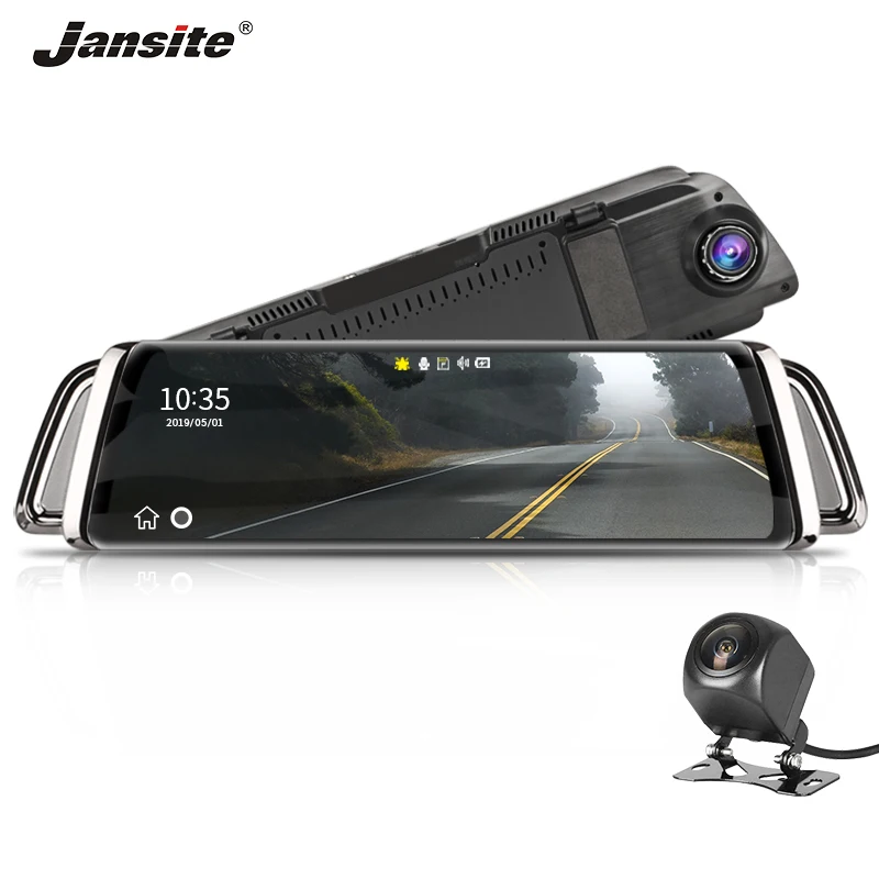 

Jansite 10" IPS 1080P Car DVR Stream media Touch Screen Dash cam Camera Super Night Vision Recorders Rear view Dual lens Mirror