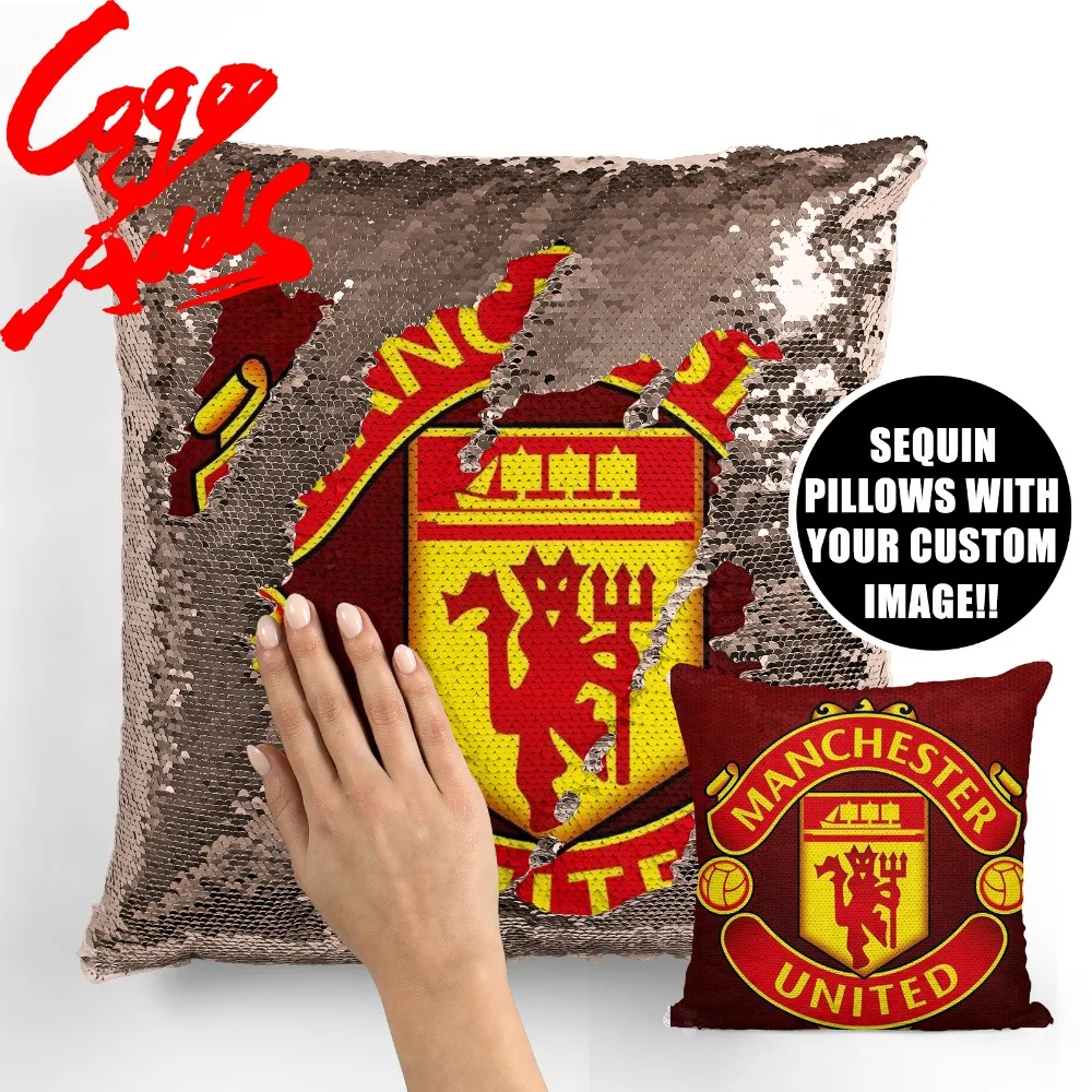 

Manchester United pillow covers decorative pillow cover 40*40 sequin magic pillow