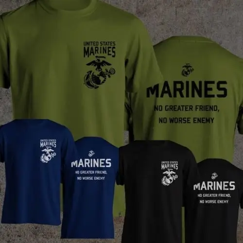

2019 Funny Double Side Us Army Marines Corp Usmc Quote No Greater Friend No Worse Enemy Men Shirt Unisex Tee