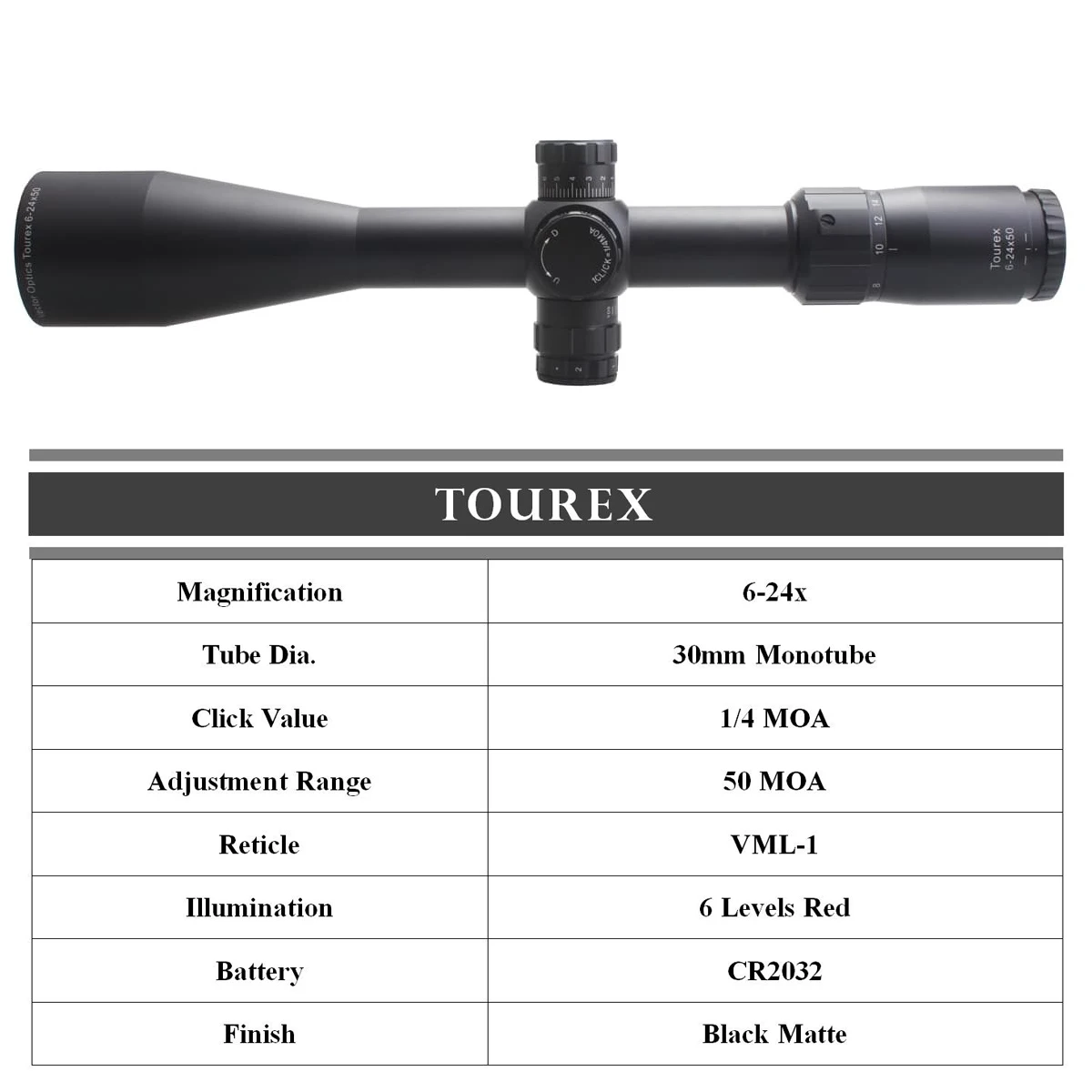 Векторная оптика Tourex новомодный Zero Stop 6 24x50 подходит для настоящей винтовки