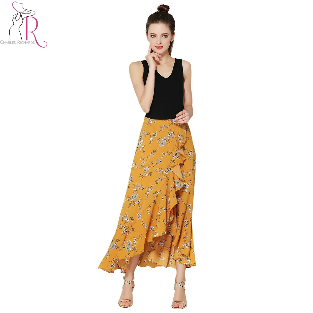 yellow floral skirt outfit