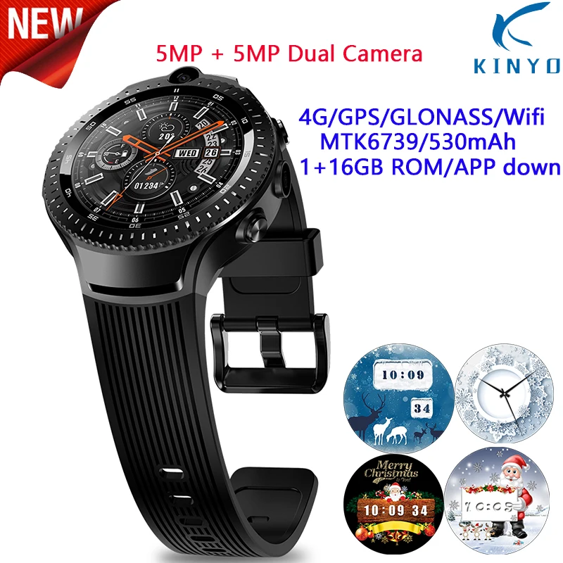 4G Смарт часы 1 4 Мп двойная камера Android &quotAOMLED дисплей GPS/GLONASS 16 Гб пульсометр MP3