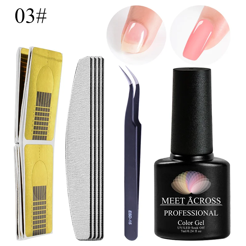 

MEET ACROSSS 7ml Acrylic Quick Extension Gel Polish Clear Pink Nail Tips UV Builder Gel Camouflage Nail Art gel