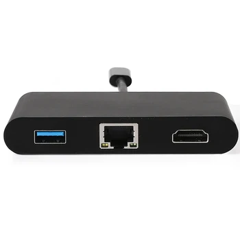 

Type-c to Hdmi/RJ45 Gigabit Ethernet/Usb3.0/DP Charge Quad Video Adapter Expansion S-1604 black