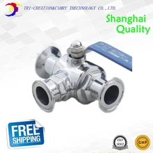 1 1/" DN32 санитарный шаровой клапан из нержавеющей стали, 3 ходовой 316 быстроустанавливаемый/пищевой ручной зажим шаровой клапан