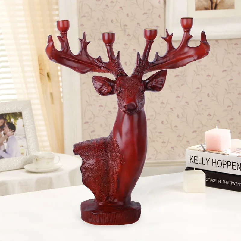 

Resin Deer Table Art Crafts Statue Jewelry Accessories Candle Holder 4-arms Candle Stand Wedding Candlestick Candelabra