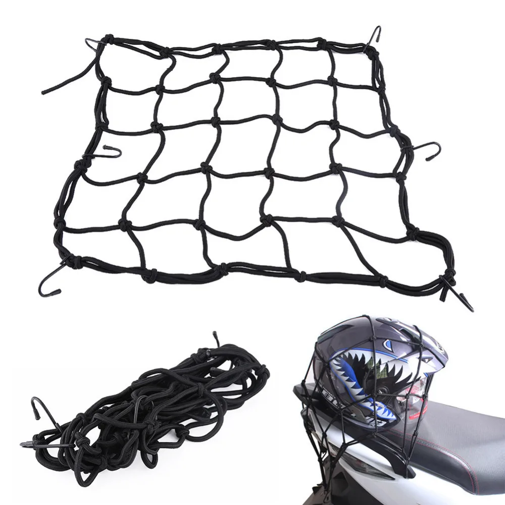 40cm 6 Hook Motorcycle Helmet Cargo Luggage Elastic Mesh Web Net Black NCONCO 40 