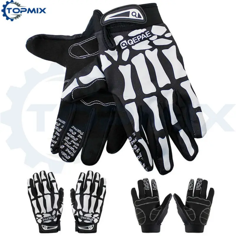 Unisex Cycling Biker Racing Motorcycle Mitten Polyester Skeleton Goth