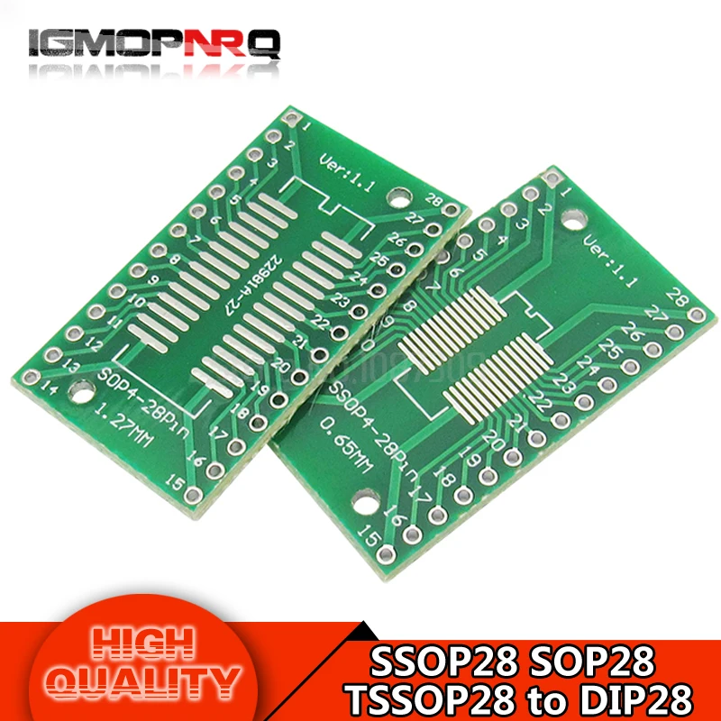 10pcs SOP28 0.65mm SSOP28 1.27mm 4~28P to DIP28 2.54mm IC PCB Adapter Converter 