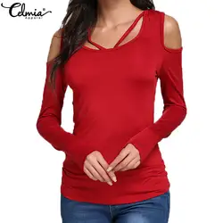 Celmia Blusas Femininas для женщин блузка Осень 2019 г. женские рубашки с длинными рукавами однотонная повседневная обувь Slim Fit Топы корректирующие