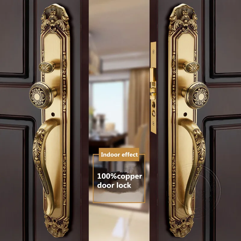 US $356.00 COPPER MATERIAL VILLA LOCK ENTRANCE DOOR LOCK FOR DOUBLE DOOR