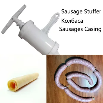

New 14m*28mm Dry Salami Collagen Meat Sausages Casings Filler Shell for Sausage MakerMachine+Manual Sausage Meat Fillers Machine