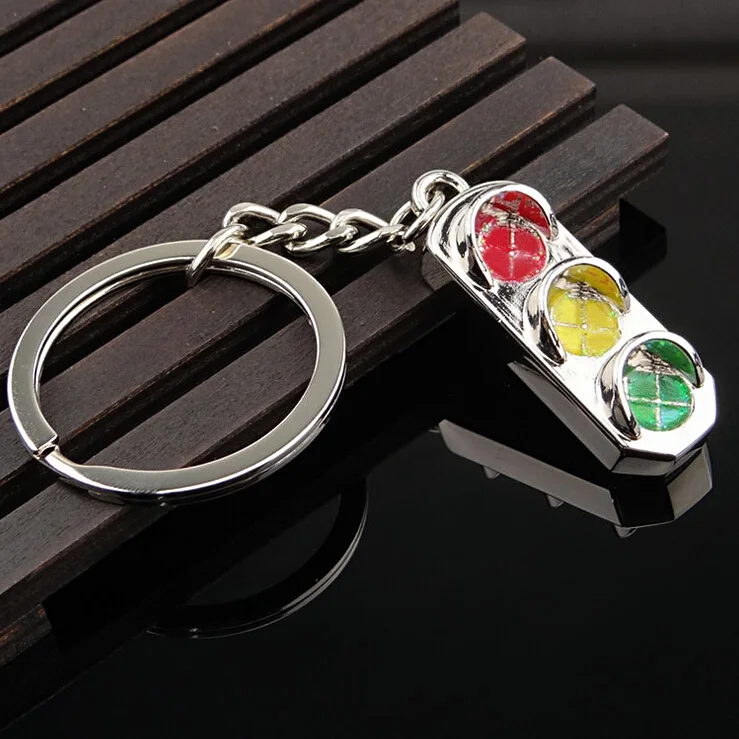 10pcs/lot Classic 3D Traffic lights signal lights Key Chain Ring