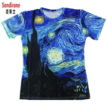 Sondirane New Fashion Brand T Shirt 3D Print Classic Oil Vincent Van Gogh Starry Night Vintage T Shirt Summer Casual Tees Tops