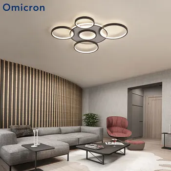 

Omicron Modern Minimalism LED Chandeliers Brown Creative Acrylic Rings Ceiling Chandelier For Living Room Bedroom Dining Room