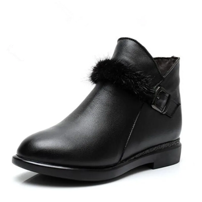 

ZXRYXGS Brand Boots Matte Cowhide Ankle Boots 2018 New Plus Velvet Real Leather Shoes Flat Boots Fashion Casual Boots Plus Size