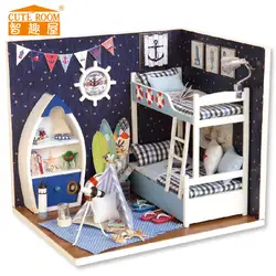 DIY Кукольный дом Miniatura 3D Деревянный Кукольный Миниатюрный спальня Мебель модель здания подарок на день рождения H011