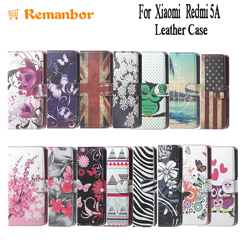 Remanbor For Xiaomi Redmi Note 5A PU Leather Slip-resistant Flip Wallet Case With Card Pocket Phone Cover +Plastic | Мобильные