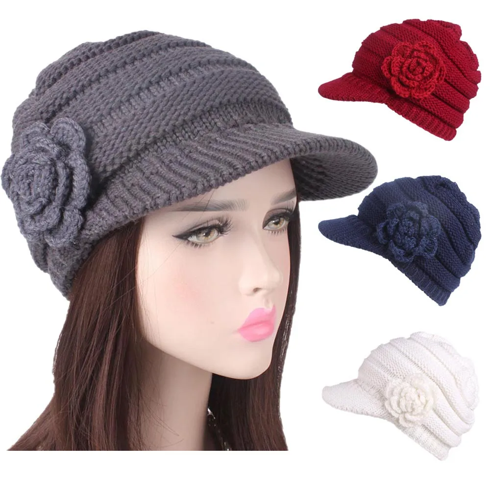 NewHigh Quality Women Ladies Winter Knitting Hat Berets Turban Brim Hat