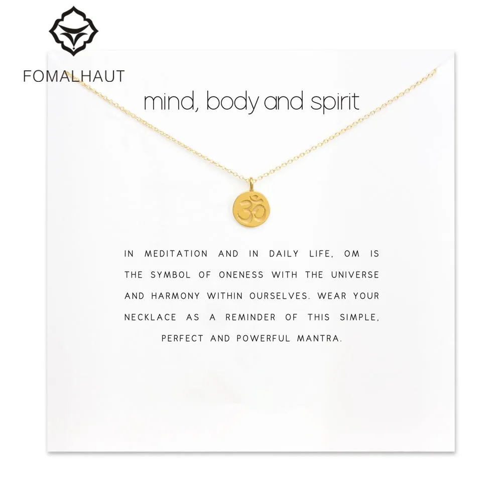 

Sparkling Mind body and spirit om symbol Pendant necklace Clavicle Chains Statement Necklace Women FOMALHAUT Jewelry