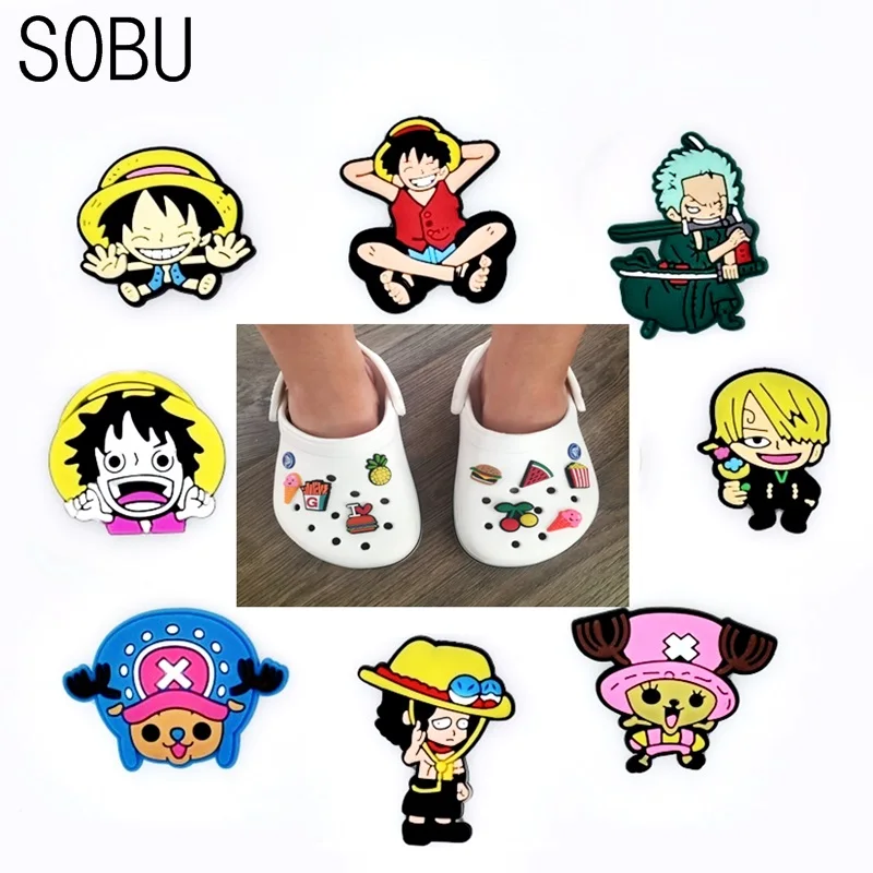 

1pc cartoon one pieces Shoe Charms Shoe Accessories Shoe Decoration for Croc JIBZ/ Wristbands kids Party Xmas Gift D036