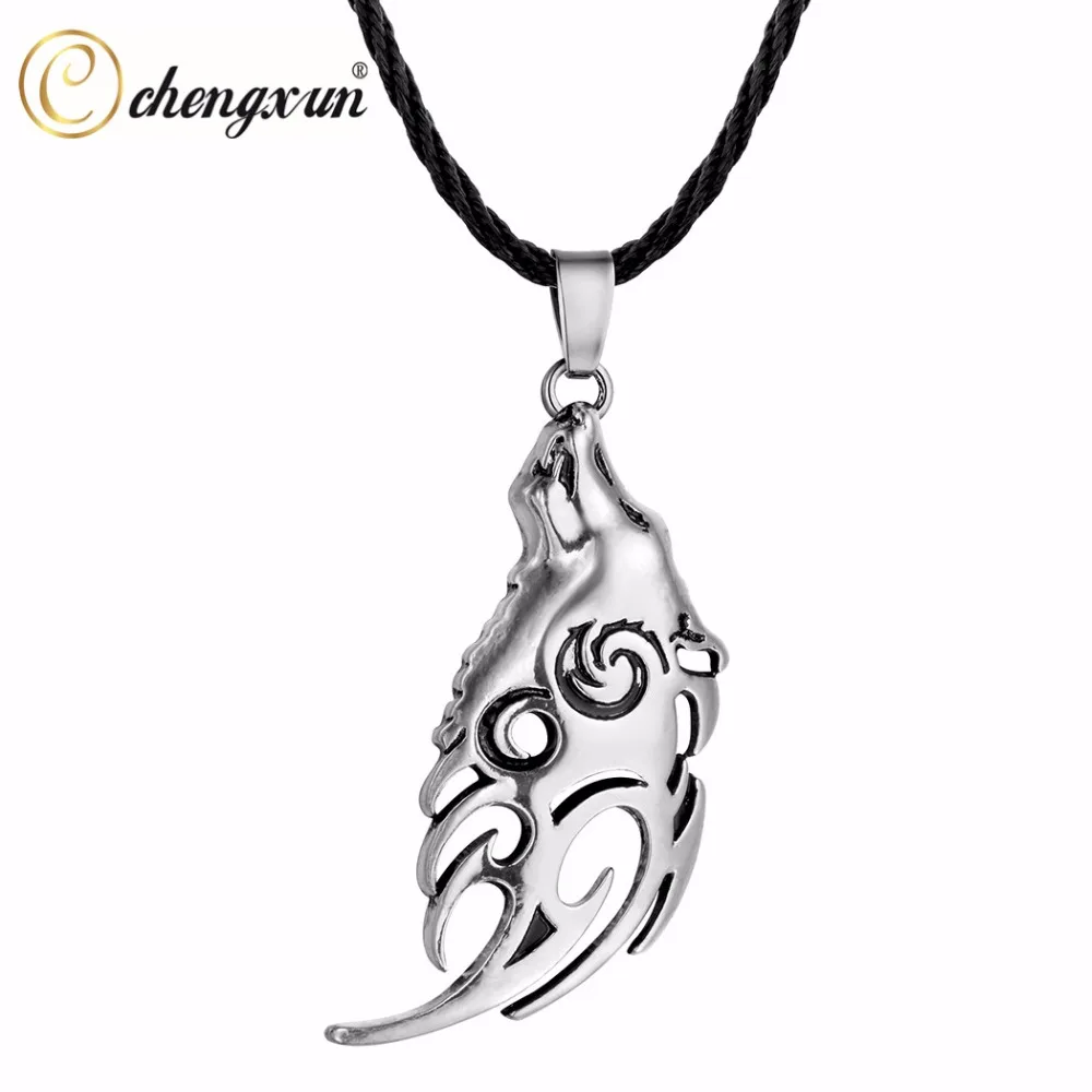 

CHENGXUN Nevada Wolf Tribal Men Pendant on Slider Cord Necklace For Spiritual Jewelry Choker