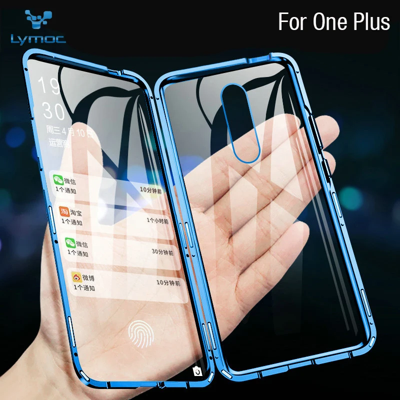 

LYMOC Metal Magneto Case For Oneplus 7 pro Shockproof Shell Phone Case for Oneplus 5T 6 6T Tempered Glasslus Magnetic Case