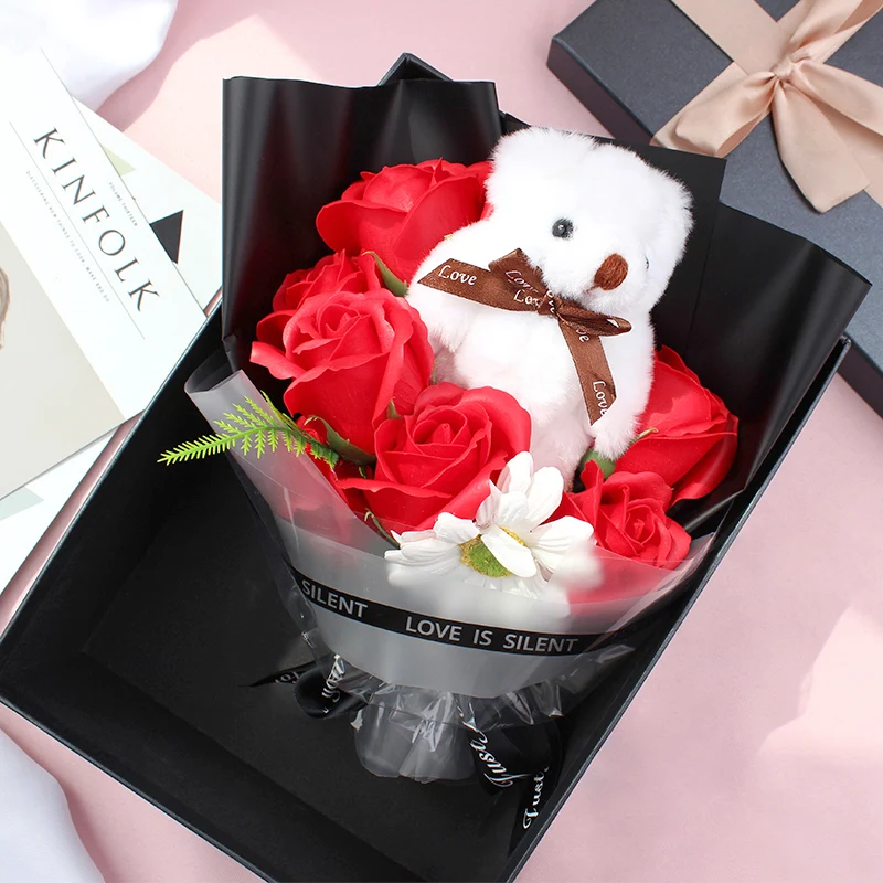 Мыло цветок букеты розы моделирование Ins супер огонь день рождения девушка хорошие сестры Мыло Цветок Маленькая Подарочная коробка украшения дома