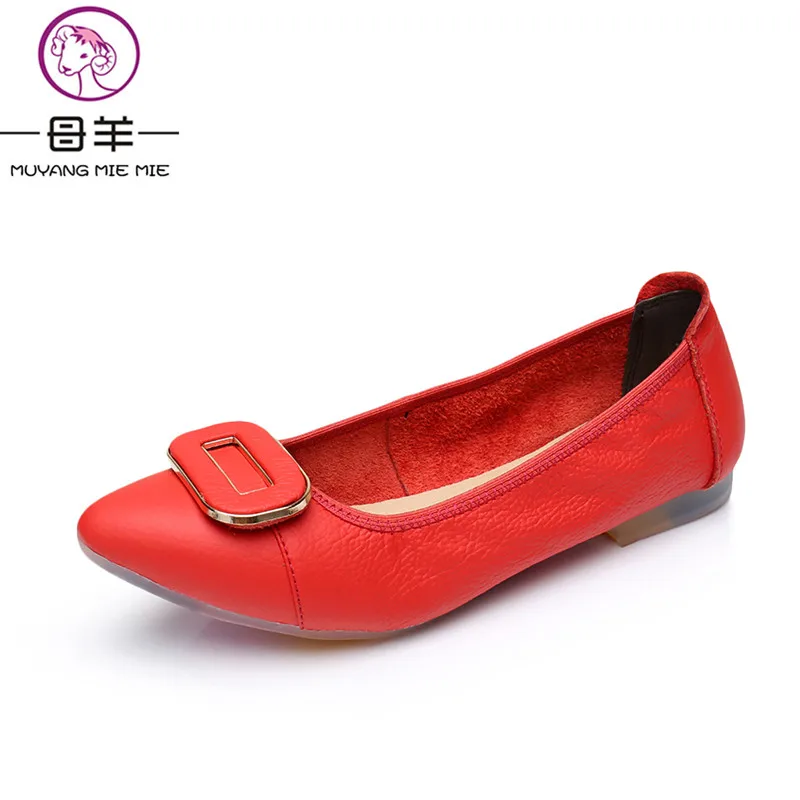 MUYANG MIE MIE Women Flats Fashion Genuine Leather Flat Shoes Woman Pointed Toe Soft Shoes Soft Outsole Casual Women Shoes MUYANG MIE MIE Women Flats Fashion Genuine Leather Flat Shoes Woman Pointed Toe Soft Shoes Soft Outsole Casual Women Shoes