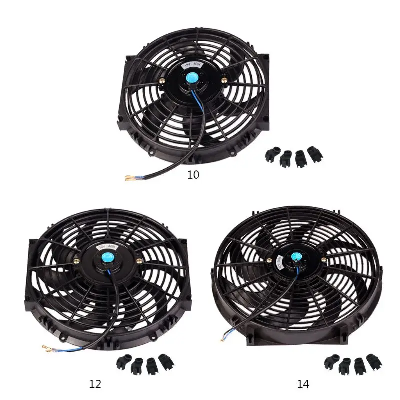 

1 Pc 10inch 12inch 14inch Universal Vehicle Car Radiator Fan Slim Push Pull Electric Engine Cooling Fan 12V Auto Car Accessories
