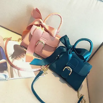 

Brand chain shoulder Crossbody bag female big bow small handbag slik Mobile Phone bag Ladies Designer Shoulder Bags A41-70