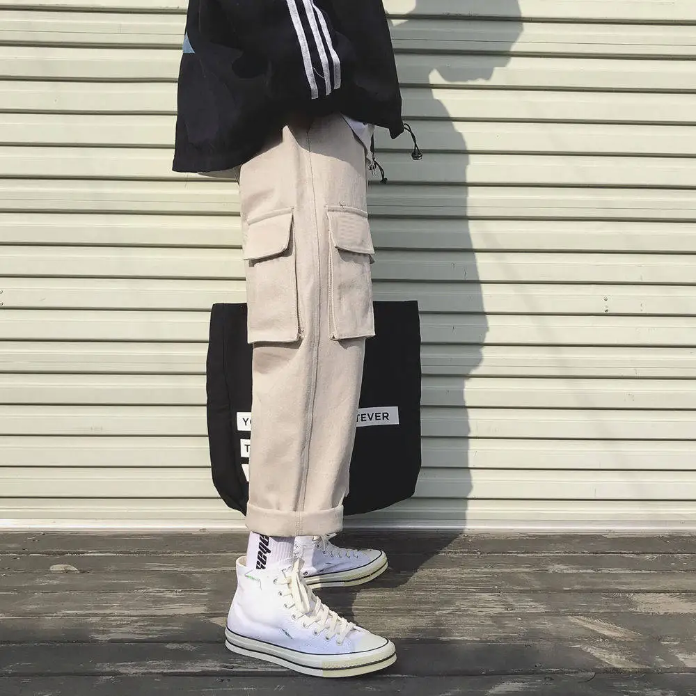 Модные Винтажные штаны для бега, мужские уличные брюки-карго, мужские клетчатые брюки в стиле хип-хоп, высококлассные японские весенние брюки для мужчин