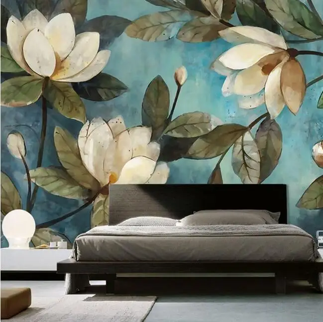 

Custom Mural Wallpaper European Painting Flowers Retro Livingroom TV Backdrop Wallpaper Entrance Bedroom Non-woven Wall Covering
