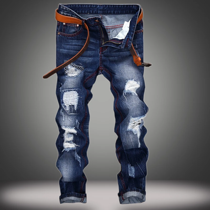 34,Navy Blue Men's Printed Jeans Street Wear Destroyed Distressed Stylish Slim Fit Denim Pants Casual Skinny Stretch Jean Trousers 34,Navy Blue Men's Printed Jeans Street Wear Destroyed Distressed Stylish Slim Fit Denim Pants Casual Skinny Stretch Jean Trousers