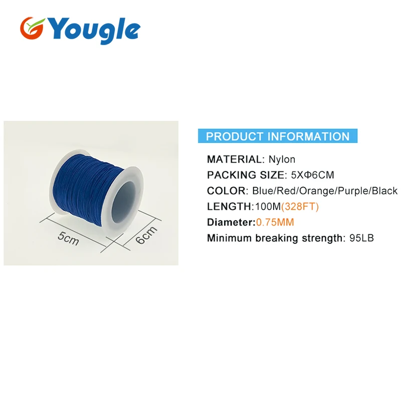 YOUGLE 0.75 مللي متر النايلون Paracord 1 ستراند المظلة خيط صنارة الصيد خيمة الرياح متعددة الوظائف الثابتة حبل الغسيل حبل 100 M 328FT 95LB