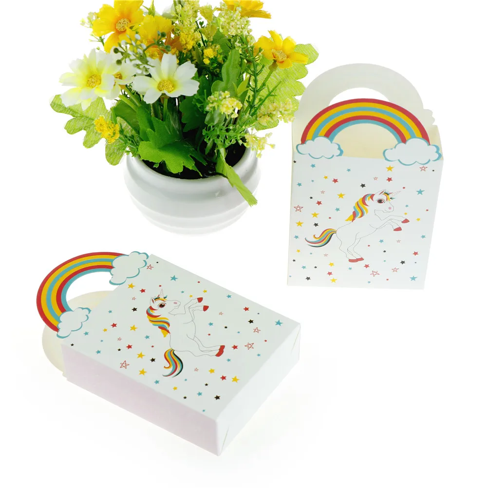 Unicorn Gift Box Unicorn Party 10pcs Rainbow Star Cartoon Unicorn Candy Box Packages Birthday Party Decorations Kids