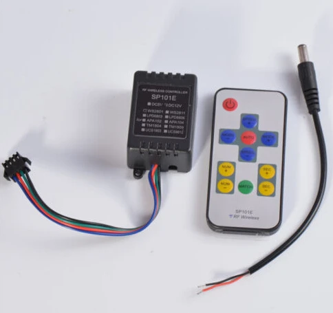 Бесплатная доставка Мини RGB контроллер SP101E RF беспроводной WS2811 WS2812B Светодиодная