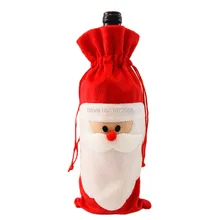 Новое поступление, красный Санта-Клаус, сумка для бутылки вина, рождественские подарочные пакеты для конфет, 33X18 см, для свадьбы, Нового года, 100 шт./партия, DHL/FedEx